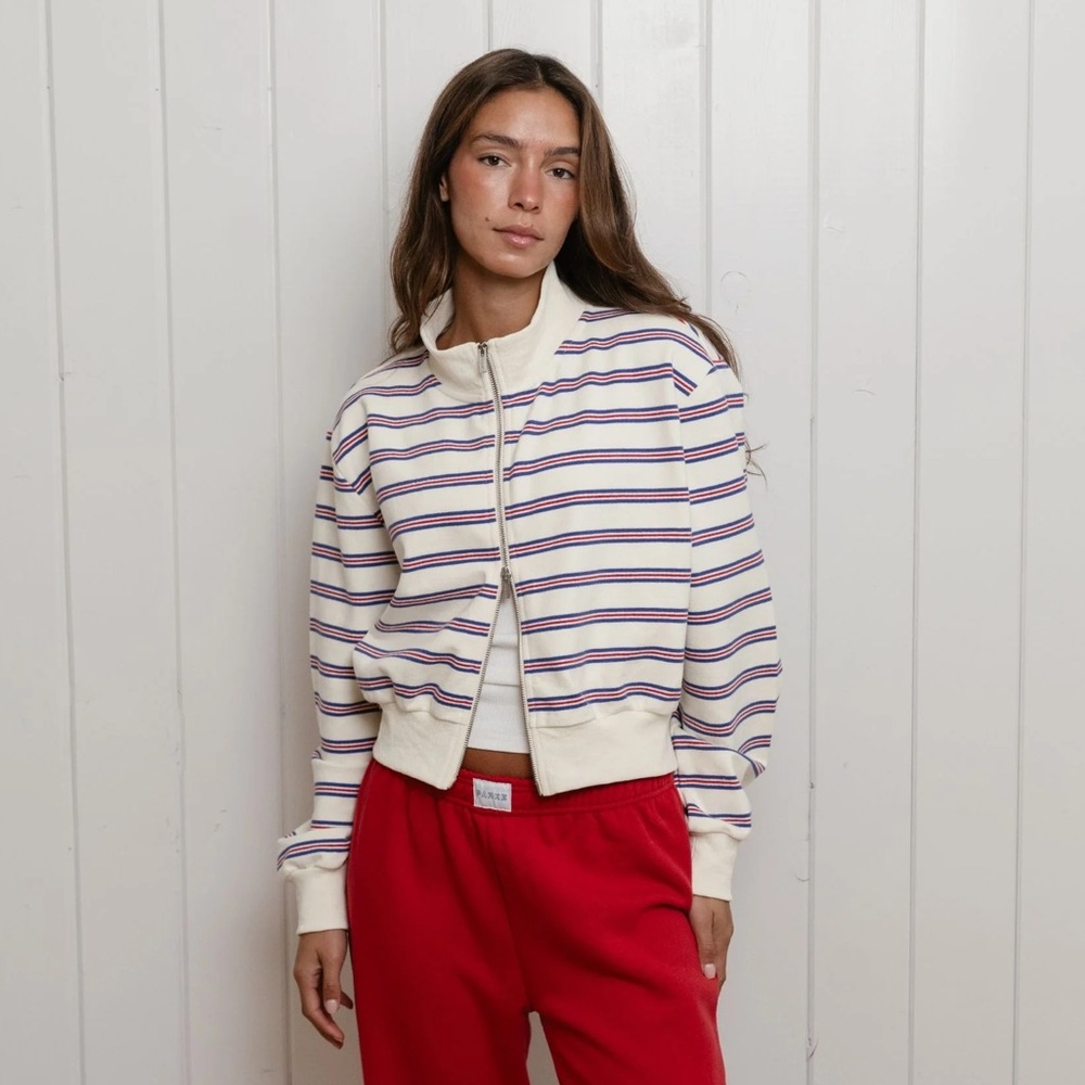 Parke Zip Up Mockneck - Anchor Stripe